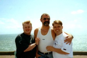 with friends Callum and Shuggy in Bournemouth 1994-5 ish